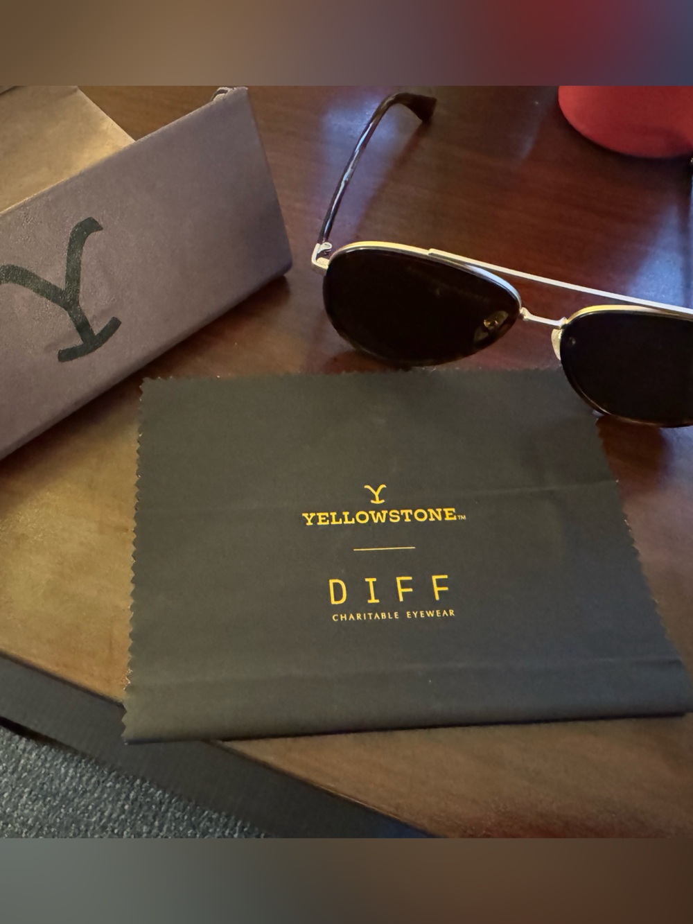 DIFF x Yellowstone Aviator Sunglasses - Black Lenses, Gold Frame